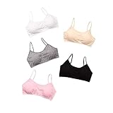 ECOSWAY Junge Mädchen Baumwolle Kinder Kondolenz Gürtel Sport BH, Pubertät Teenage Atmungsaktive Unterwäsche Ausschnitt Sport Training BH ~ 4er Packung, Geeignet 8-14 J