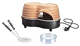 Emerio Pizzaofen, PIZZARETTE Duo das Original, handgemachte Terracotta Tonhaube, neues PRE-Bake Design, für 11cm Mini-Pizza, romantischer Valentinstag Spaß für 2 Personen, PO-122250, 650