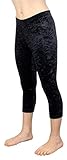 GymStern Caprihose passend zum Turnanzug Crash Samt bi-elastisch Kinder 3/4 Leggings Mädchen Capri Hose Hüfthose Normale Bundhöhe 116-176 Farbe Schwarz, Größe 140