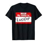 Hello My Name is Lucifer Lustiger Teufelsname Gruselig Halloween T-S