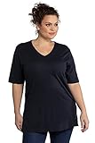 Ulla Popken Damen V-Ausschnitt T-Shirt, Blau (Blau 71), 54/56