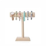 DSYLAI T Bar Schmuckständer,22cm Holz Schmuckbaum Kettenständer Ohrringhalter für Ketten, Armbänder, Uhren, Scrunchies und Armreifen für Uhren, Ketten, Armbänder Aufbewahrung, Ringe, Ohrringe (Klein)