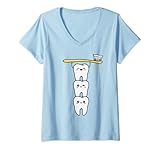 Damen Zahnarzthelferin Zahnarzt Kieferorthopädie Zahn Zähne T-Shirt mit V