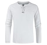 Henley Hemd Herren Herbst Winter Mode Lose Einfarbig Geschnürt Herren Shirt Urban Mit Taschen Jugend Männer Longsleeve Täglich Outdoor Camping Angeln Herren F