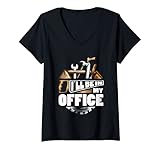 Damen I'll Be In My Office Werkzeug Handwerk Werkzeugkiste Spruch T-Shirt mit V