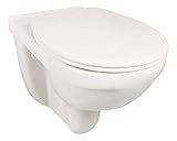 Villeroy & Boch O.novo Vita 4695R001, spülrandloses Wand-WC + 6 cm erhöht, barrierefreie Toilette mit Sitzkomfort, Tiefspüler in Weiß, Hänge-WC aus Sanitär-Keramik, behindertengerechtes WC