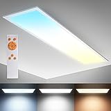 B.K.Licht LED Panel I 1 Meter I dimmbar I Farbtemperatursteuerung CCT I Fernbedienung I Timer I 24 Watt I Deckenleuchte I weiß