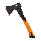 Mivos Beil Axt 600 g mit Glasfaserstiel und Klinge aus Kohlenstoffstahl / Handbeil für Garten und Wald / Universalaxt mit Gummiertes Griffende / Spaltbeil mit Fiberg