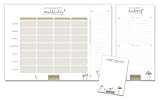 3 Organizer Blöcke im Set - Recyclingpapier Essensplaner, Einkaufsliste & Nicht vergessen Notizblock, Design Abreißblöcke, klimaneutral p