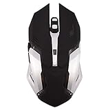 Drahtlose Maus, 2.4G Optische Drahtlose USB-Gaming-Maus Leise Mäuse 6 Tasten Einstellbare DPI-LED-Leuchte für PC Computer/Laptop/E-Sport-Spiel/Büro(Schwarz)