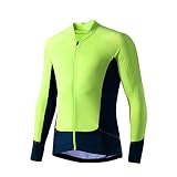 JIAYANLH Herren Radtrikot Fahrradtrikot Langarm Rennrad Trikot Fahrradshirt Atmungsaktiv Schnelltrocknend mit Taschen Radsport Laufen Fitness Rennrad (B,L)
