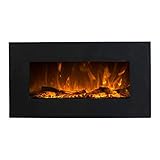 GLOW FIRE Elektrokamin mit Heizung, Wandkamin mit LED | Künstliches Feuer mit zuschaltbarem Heizlüfter: 750/1500 W | Fernbedienung (Größe S - 84 cm, Schwarz)