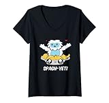 Damen Spagh-Yeti I Spaghetti Süßes Kawaii Yeti Bigfoot Manga T-Shirt mit V