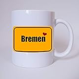 Bremen - I love Bremen - Ortsschild - Meine Heimat Bremen - Meine Stadt Bremen - Ich liebe Bremen - Tasse - Kaffeetasse - Kaffeebecher - Kaffeep