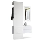 Vladon Garderobe Wandgarderobe Carlton Set 2, Korpus in Weiß matt/Paneel in Weiß Hochg