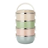 YJBE Edelstahl-Lunchbox Multi-Layer-stapelbares isoliertes Lebensmittel-Thermoskolben-Wärmekasten-Erwärmungsbox-Lebensmittel-Speicher-Container-Lebensmittel-Box 4-S