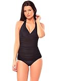 Versandhandel Henry Musch-Malinowski Damen Push up Bauchweg Tankini oder Badeanzug in großen Größen Schwarz Hotpant Sale f5474 Farbe: BA12(sw) Badeanzug Schwarz (BA12), Gr. 40