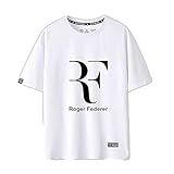 73facai Tennis Grand Slam Roger Federer T-Shirt Unisex Teen Fashion Bequemes Sporthemd,White,XL