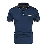 Shirt Herren Modern Urban Mode Knopfleiste Tasche Spleißen Herren Kurzarm Sommer Basic Slim Fit Stretch Herren Poloshirt Business Casual Sport Herren H