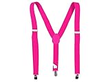 Alsino Hosenträger 02/5004 bunt Y-Form Damen Herren 3 Clips Schmal (neon pink)