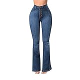 Ansenesna Jeans Damen Bootcut Schlaghose High Waist Eng Elegant Flared Hose Frauen Knöpfe Vintage Denim F