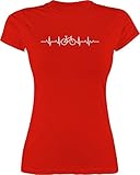 Fahrzeuge Fahrrad Bagger und Co. - Herzschlag Fahrrad - S - Rot - t-Shirt Fahrrad Motiv - L191 - Tailliertes Tshirt für Damen und Frauen T-S