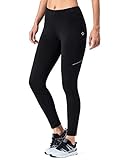 NAVISKIN Damen Laufhose Warm Lang Leggings Atmungsaktiv Trainingshose Thermo - Lauftight Winter Schwarz Größe S