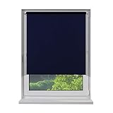 Fensterdecor Klemmfix Mini Verdunkelungs-Rollo, Thermo-Rollo inkl. Klemm-Träger, Sonnenschutz-Rollo ohne Bohren in Blau, mit Hitze- und Kälte-Schutz, 70 x 120