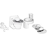 Bosch Küchenmaschine MUM4 MUM4405, Kunststoff-Schüssel 3,9 L, 500 W, weiß & Bosch Durchlaufschnitzler MUZ4DS4,Schneid-Wendescheibe (dick & dünn), Raspel-Wendescheibe (grob & fein), weiß
