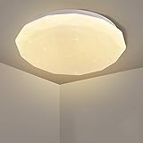 ERWEY LED Deckenleuchte Warmweiß Kristalleffekt Deckenlampe Ø 27 cm aus Stahl und Kunststoff in Weiß Wandlampe (Ø 27 cm, Warmweiß)