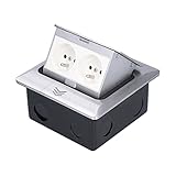 250V Up Bodendose Aluminiumlegierung Bodensteckdosen Tisch Wasserdicht IP40 Quadratische Bodensteckdose Steckdose 2-Wege J28