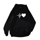 Damen Pullover Sweatshirt Graphic Sweatjacke Hoodie Mit Kapuze Streetwear Langarm Frauen Casual Solid Contrast Splice Tops Kapuzenpullover Slim Fit Freizeit Training - Pulli Fitness Athletic Sporttop