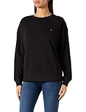 Tommy Hilfiger Damen Relaxed Open-nk Sweatshirt, Schwarz, S