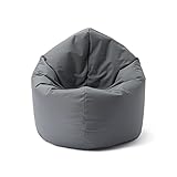 Lumaland Indoor/Outdoor-Sitzsack, Runder 2-in-1-Sitzsack für draußen und drinnen, 300l Füllung, 120 x 80 x 75 cm, wasserabweisend und robust, G