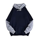 Damen Pullover Sweatshirt Graphic Sweatjacke Hoodie Mit Kapuze Streetwear Langarm Frauen Casual Solid Contrast Splice Tops Kapuzenpullover Slim Fit Freizeit Training - Pulli Fitness Athletic Sporttop