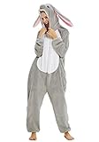 Jumpsuit Tier Pyjama Snorlax Onesie Fasching Halloween Kostüm Schlafanzug Cosplay Pyjama Erwachsene Damen Karneval Einteiler Hase S