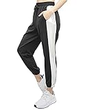 Sommer Lange Hose Damen Lässige Pumphose Freizeithose Yogahose, Loose Fit Sweathose Casual Sommerhose Jogginghose Sporthose mit Taschen Kordelzug Sehr Weich Leicht für Sport Freizeit Schwarz M