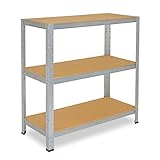 shelfplaza® HOME Schwerlastregal 90x60x40cm verzinkt/Metallregal mit 3 Böden/als Kellerregal, Garagenregal, Werkstattregal oder Lagerregal/Steckregal Metall mit 175kg Tragk