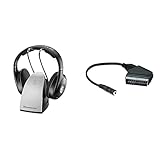 Sennheiser 508681 RS 120 II-8EU Funkkopfhörer, Schwarz, ohrumschließender & Hama Audio Scart Adapter auf 3,5 mm Klinken-Kupplung (mit TV-Lautsprecherfunktion) schw