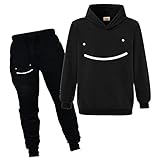 Dream SMP Smile Merch Youtube Gaming Trainingsanzug Junge Mädchen Hoodie Kinder Bekleidungsset, schwarz 2, 134