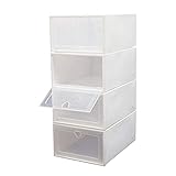 Schuhkartons Stapelbox Organizer Boxen mit Deckel, 20er Pack Kunststoff Weiß Schuhkarton Transparent Faltbar für eine Vielzahl von Schuhen,