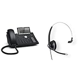 Snom D375 Euro 300 Desk Telephone Black & A100M Headset für alle Snom DesktopTelefone (300° Flexibler Ausleger,Hervorragender Breitbandklang Dank optimierter Lautsprechereinstellung) Schw