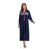 Muslimische Roben Kleider Damen Islamische Druck Elegant Slim Lang Kleid Maxikleid Arab Dubai Kaftan Frauen Einfarbig Gebetskleidung Schlank Nahen Ostens Abaya Türkisch Abendkleid Vintage Gow