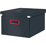 Leitz Click & Store Aufbewahrungsbox Mittel, Faltbare A4-Aktenbox mit Deckel, Stabiler Premium-Kartonbehälter für die Ablage von Unterlagen, Zuhause/Büro, Cosy Serie, Samtgrau, 53480089