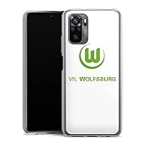 DeinDesign Silikon Hülle kompatibel mit Xiaomi Redmi Note 10 Case transparent Handyhülle VFL Wolfsburg Offizielles Lizenzprodukt Log