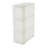 Iris Ohyama, Schubladenschrank auf Rollen, 3 Schubladen mit 10 L, mit Rollen, durchsichtige Schubladen, Büro, Bad, Wohnzimmer - New Slim Chest NSC-203 - Weiß