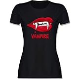 Halloween Kostüm Outfit - Vampire Blut - S - Schwarz - Tshirt Blut - L191 - Tailliertes Tshirt für Damen und Frauen T-S