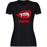 Halloween Kostüm Outfit - Vampire Blut - S - Schwarz - Tshirt Blut - L191 - Tailliertes Tshirt für Damen und Frauen T-S