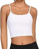 chenghuax Camisole Weste Tops für Frauen VEREINIGTES KÖNIGREICH Longly Yoga Cropped Tanktops mit eingebauten BH-BH Gepolsterten Bralettes Wireless Sport-BH für Yoga-Schlaf-Outfit (Color : White)