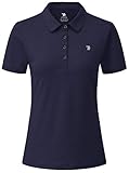 YSENTO Damen Golf Poloshirt Kurzarm Polohemd Schnelltrocknend Atmungsaktiv Sport Tennis Lady-Fit T-Shirts(Marine,XL)